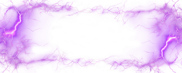 Purple electricity frame isolated on transparent background.