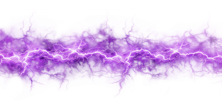 Purple electricity isolated on transparent background.