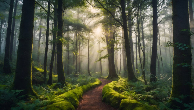 Mystical Forest: Captivating Images of Misty Morning