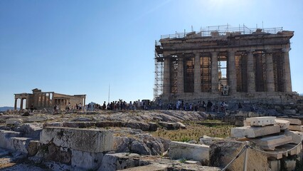 Odnowiony Partenon podczas wizyty na Akropolu w 2021 roku - obrazy, fototapety, plakaty