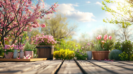 spring flowers in the garden. Spring Break Cleaning DIY landscaping concept