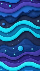 Abstract blue and purple waves on dark background for modern design concepts and artistic creations