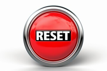 Sleek and stylish reset button with prominent  reset  text on a pure white background