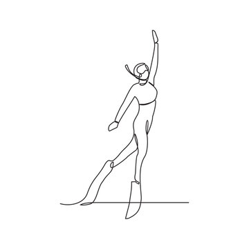 recommend clip art: One continuous line drawing of the people is diving to see the beautiful coral reefs on the seabed vector illustration. People diving activity illustration in simple linear style vector design concept