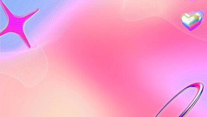 pink color heart and star on Blue and Pink Gradient color background design
