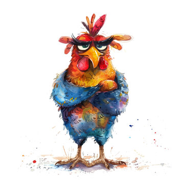 Painting of a angry chicken