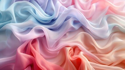 Soft pastel waves of fabric captured in a delicate flow, representing tenderness and textile elegance.