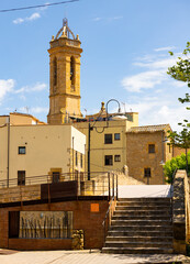 Fototapeta na wymiar Street view - church Santa Maria, baroque style. La Bisbal Emporda. Costa Brava. Catalonia. Spain