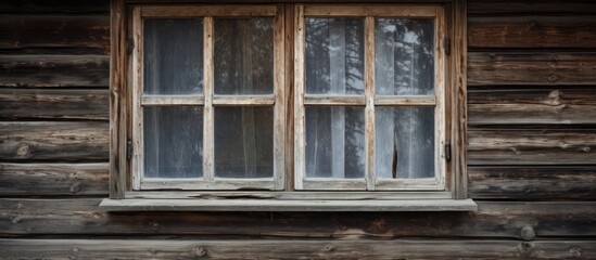Old wooden house window.