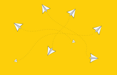 ICONS PAPER PLANES FLYING IN VARIOUS DIRECTIONS AIR TRAFFIC
