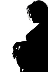young pregnant woman silhouette and body expression black and white vector image fashion beauty on...