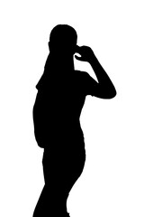 young woman silhouette and body expression black and white vector image fashion beauty on white background transparent mocup