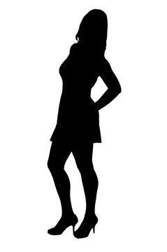 young woman silhouette and body expression black and white vector image fashion beauty on white background transparent mocup