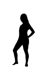 young woman silhouette and body expression black and white vector image fashion beauty on white background transparent mocup