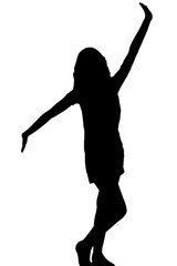 young woman silhouette and body expression black and white vector image fashion beauty on white background transparent mocup