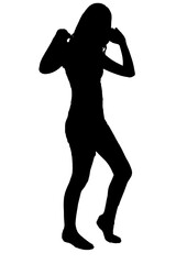 young woman silhouette and body expression black and white vector image fashion beauty on white background transparent mocup