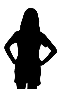 recommend clip art: young woman silhouette and body expression black and white vector image fashion beauty on white background transparent mocup