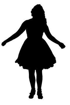 recommend clip art: young woman silhouette and body expression black and white vector image fashion beauty on white background transparent mocup