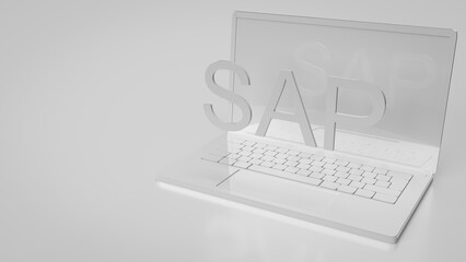 The Sap on notebook for technology concept 3d rendering.