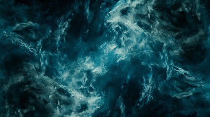 Aerial view of enormous ocean wave crashing   dynamic sea texture seen from above - obrazy, fototapety, plakaty