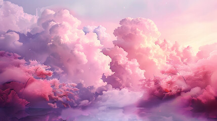 The colored background, covered with pastel shades of pink and lilac, like a tender cloud on the