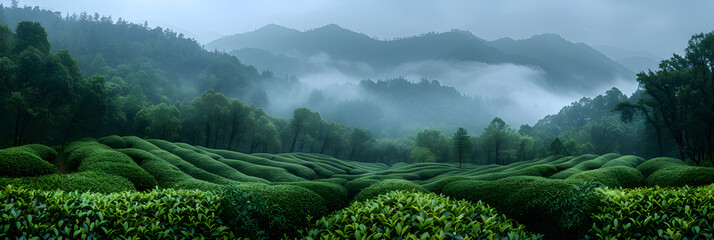 Green Tea Mountain Tea Garden,
Misty Morning Magic Capturing the Ethereal Beauty of a Tea Garden