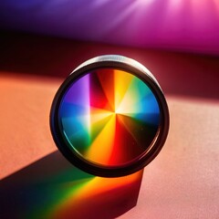 Prism dispersing light into bright vivid spectrum rainbow of colors - 756843961