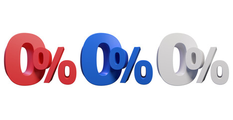 PSD Sale banner zero commission icon set on isolated 3d render illustration