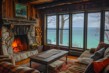 Lake Cabin Cottage Cozy Living Room