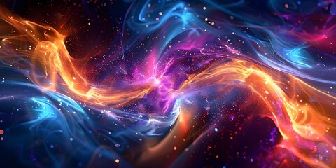 Energetic Cosmic Swirls: Vibrant and Futuristic Abstract Digital Background. Concept Abstract Art, Digital Background, Cosmic Design, Vibrant Colors, Futuristic Style