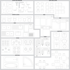 Illustration vector graphic of icon set for floor plan good for suitable for home design, civil works, interior, etc