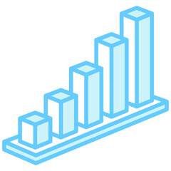 Fototapeta premium Bar Chart blue color icon, related to market and economy theme. use for modern concept, UI or UX kit, app, and web development,