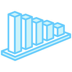 Bar Chart blue color icon, related to market and economy theme. use for modern concept, UI or UX kit, app, and web development,