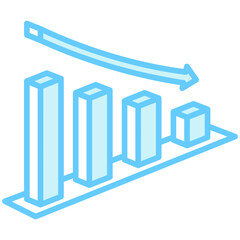 Line Chart blue color icon, related to market and economy theme. use for modern concept, UI or UX kit, app, and web development,