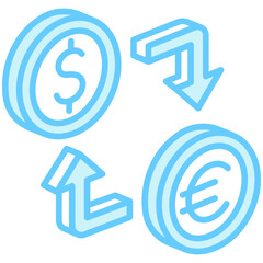 Exchange blue color icon, related to market and economy theme. use for modern concept, UI or UX kit, app, and web development,