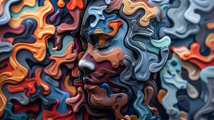 Obraz premium Disassociative identity disorder, mental health awareness and seeking psychological support