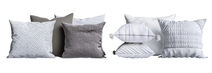 gray pillows or cushions on white background