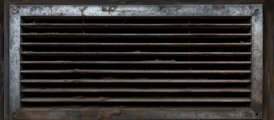 Dirty HVAC ventilation grill with clogged filter needs cleaning and disinfecting to prevent health issues. 