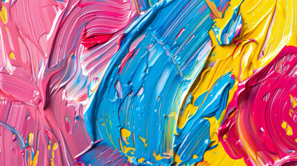 A lively artwork with bold smears of pink and blue oil paint, showcasing the beauty of contrasting hues