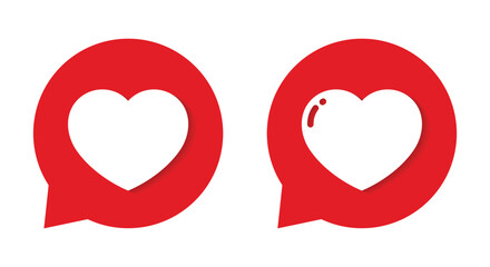Love, heart on speech bubble icon vector in flat style