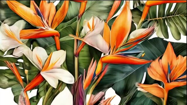 Tropical Floral Botanical Illustration, motion