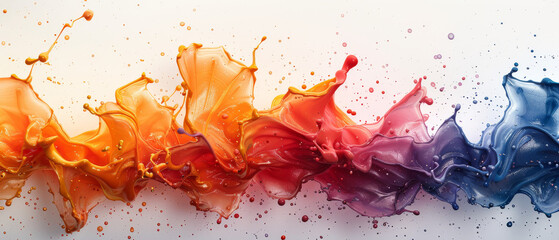 Vibrant waves of orange and purple paint flowing artistically, implying dynamism and creative expression