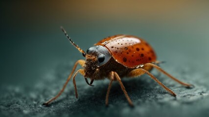 A close up of a ladybug with brown spots on its body. Generative AI.
