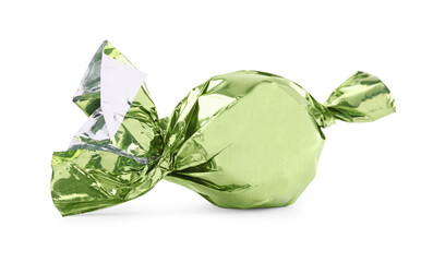 Naklejka premium Candy in light green wrapper isolated on white