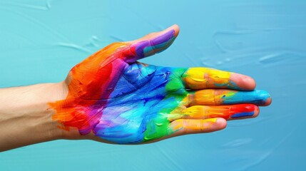 hand painted with original LGBT colors on blue background in high resolution