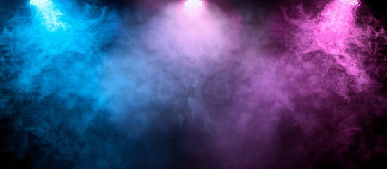 Mesmerizing Blue and Pink Lights with Ethereal Smoke in Stage-like Atmosphere