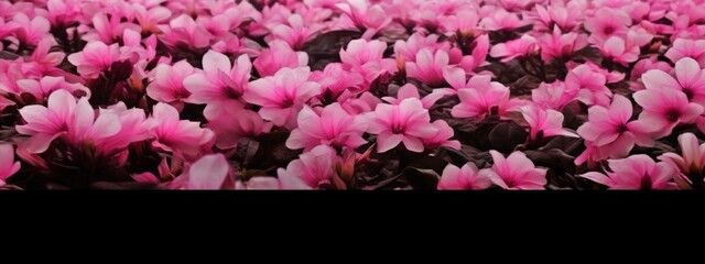 pink flowers on a black background, many pink flowers, black background