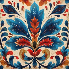 Bohemian floral pattern design. Generative AI