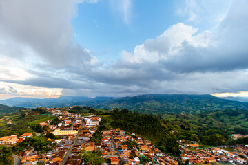 Panoramic view of Jerico, Colombia, during sunset