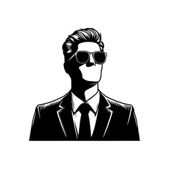 Cool businessman wearing suit vector drawing